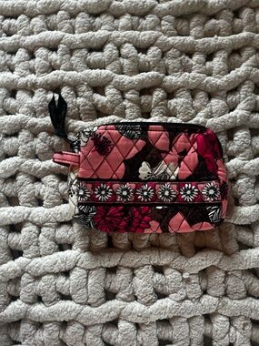 Vera Bradley Pink Black Floral Quilted Cosmetic Pouch